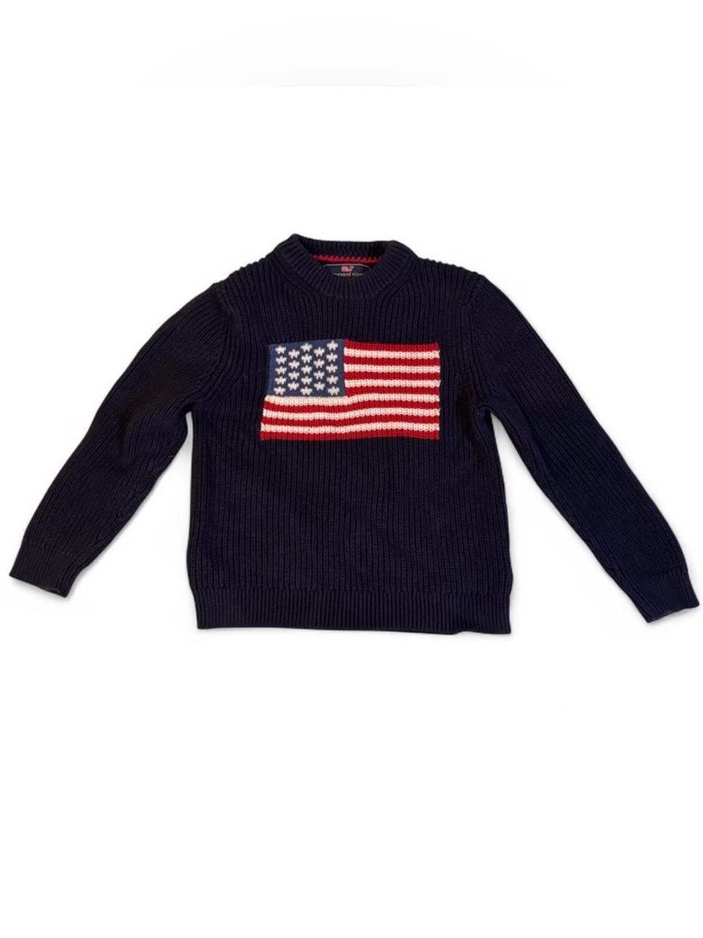 Vineyard Vines Navy Crewneck Sweater with American Flag